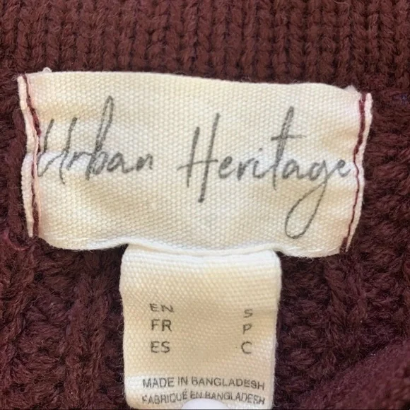 URBAN HERITAGE burgundy Lace Up Knit Sweater S - Picture 8 of 13